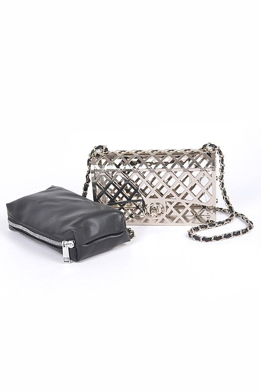 Flawless 2 In 1 Metal Cage Iconic Shoulder Bag - Body By J'ne