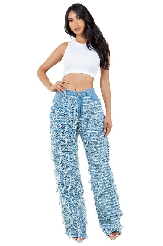 MULTI DIMENSIONAL DENIM PANTS