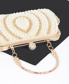 Pearl Rhinestone Beaded Top Handle Clutch Bag