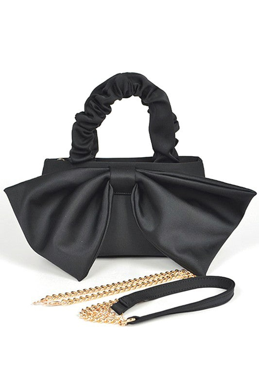 Crinkle Handle Large Bow Tie Clutch Bag - Body By J'ne