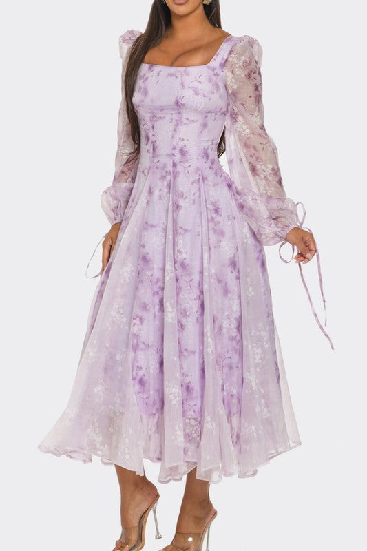 Lavender Blossom Puff Sleeve Dress - Body By J'ne
