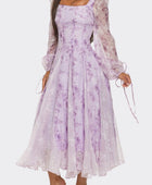 Lavender Blossom Puff Sleeve Dress