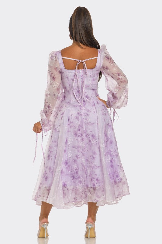 Lavender Blossom Puff Sleeve Dress - Body By J'ne
