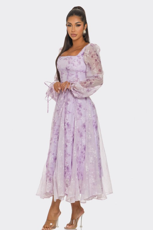 Lavender Blossom Puff Sleeve Dress - Body By J'ne