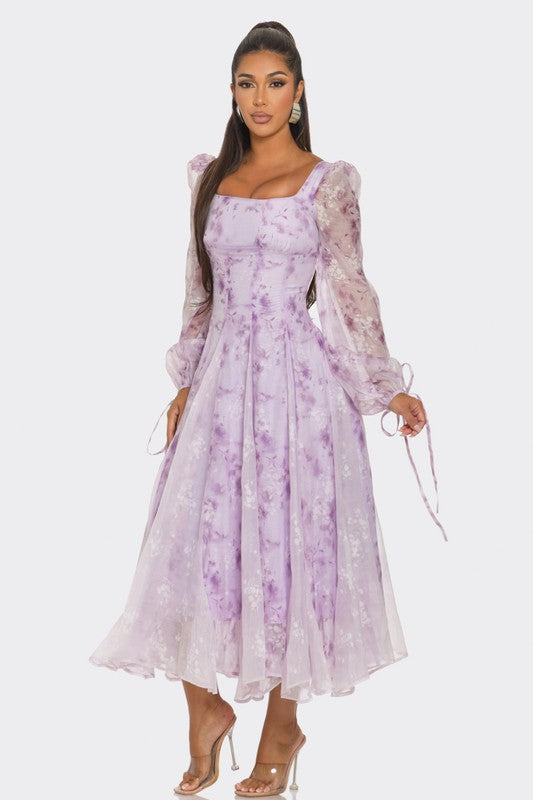 Lavender Blossom Puff Sleeve Dress - Body By J'ne