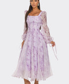 Lavender Blossom Puff Sleeve Dress