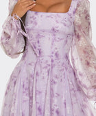 Lavender Blossom Puff Sleeve Dress