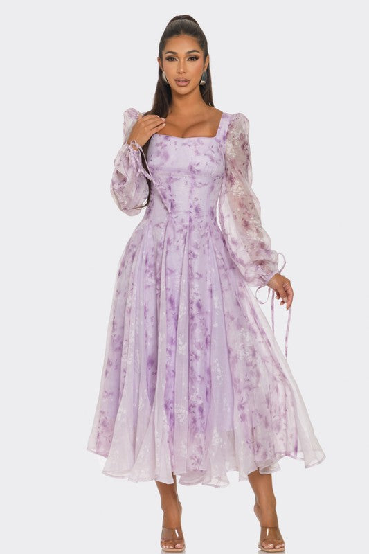 Lavender Blossom Puff Sleeve Dress - Body By J'ne