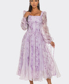 Lavender Blossom Puff Sleeve Dress