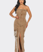 Vintage Washed Distressed Cargo Maxi Dress