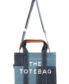 The Medium Denim Crossbody Tote Bag