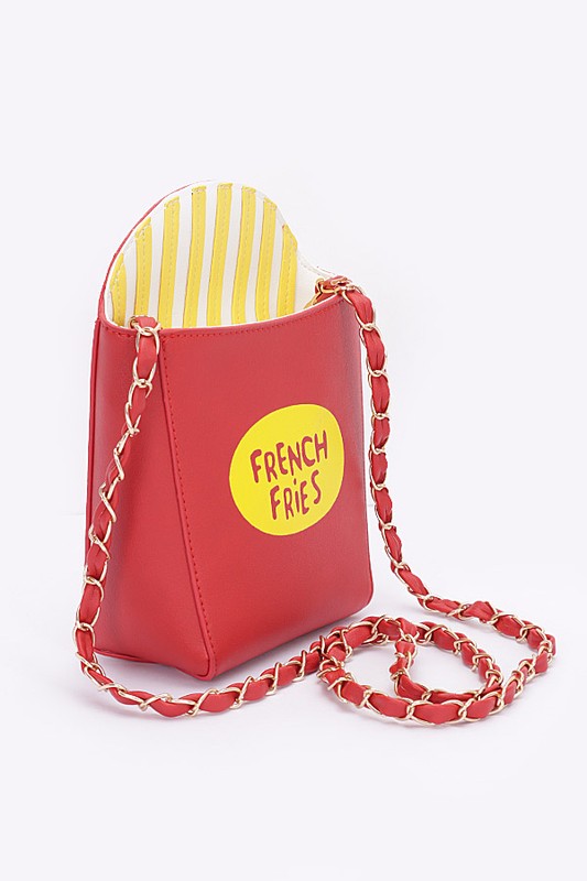 Bolso bandolera tipo clutch con diseño de patatas fritas