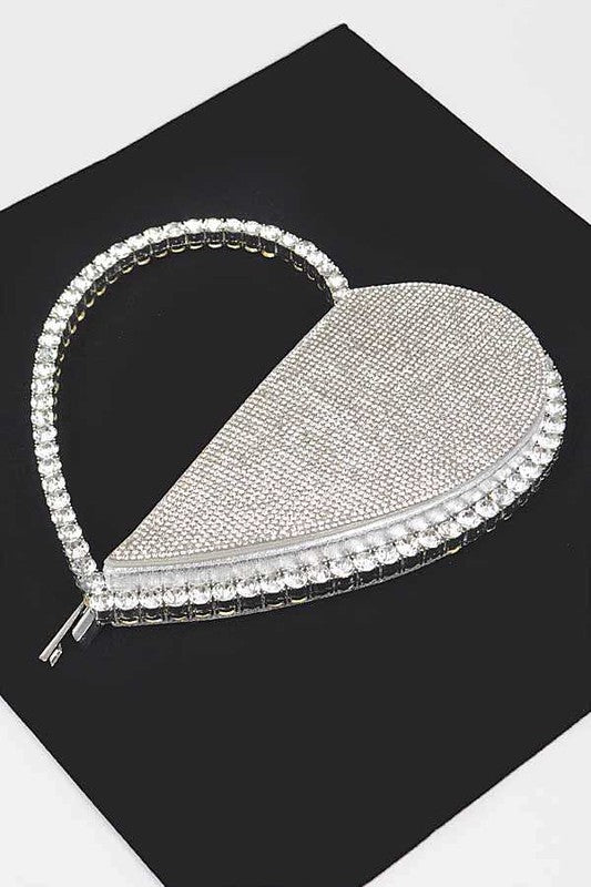 Heart Shape Rhinestone Handle Iconic Clutch - Body By J'ne
