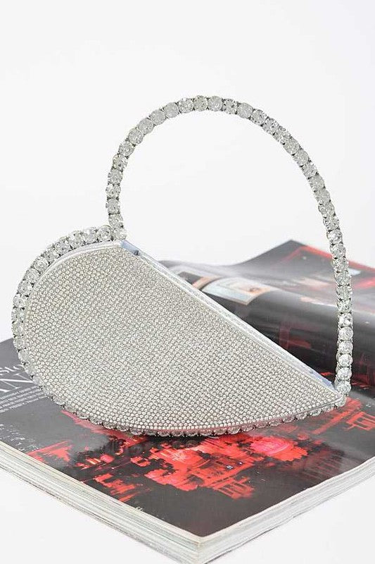 Heart Shape Rhinestone Handle Iconic Clutch