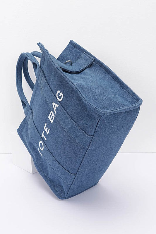 Denim Convertible Small Tote Bag - Body By J'ne