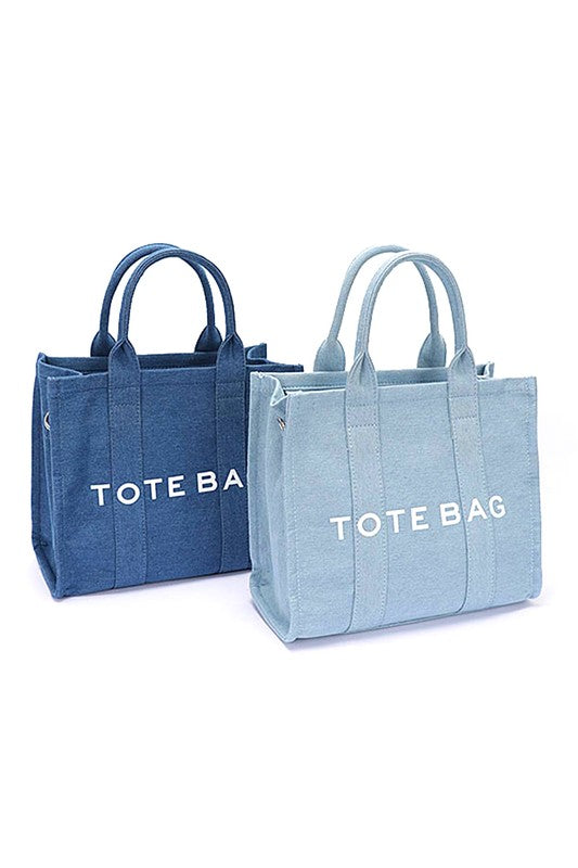 Denim Convertible Small Tote Bag - Body By J'ne