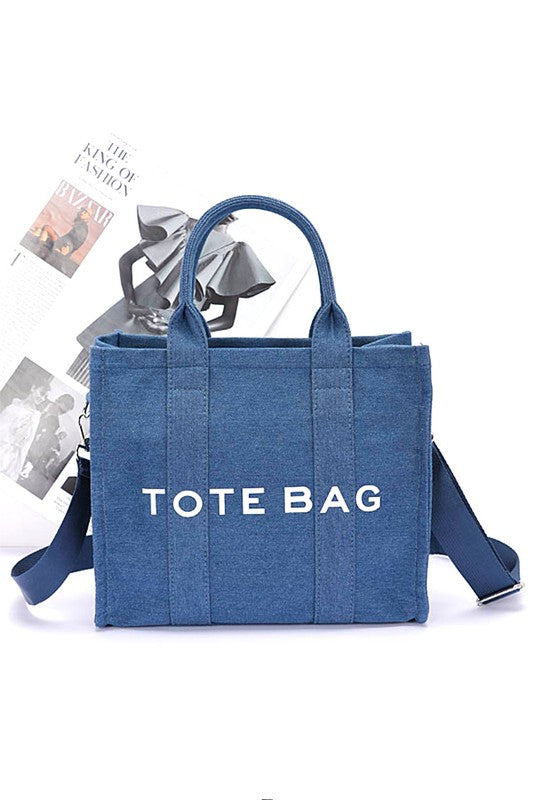 Denim Convertible Small Tote Bag - Body By J'ne