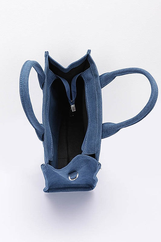 Denim Convertible Small Tote Bag - Body By J'ne