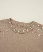 Pearl Drop Shoulder Round Neck Sweater