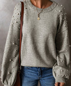 Pearl Drop Shoulder Round Neck Sweater