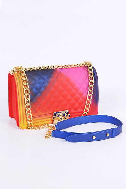 Mix Tone Textured Jelly Shoulder Bag - Body By J'ne