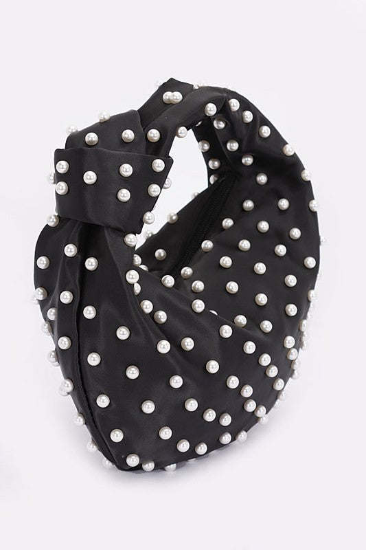 Pearl Studs Top Handle Soft Clutch - Body By J'ne