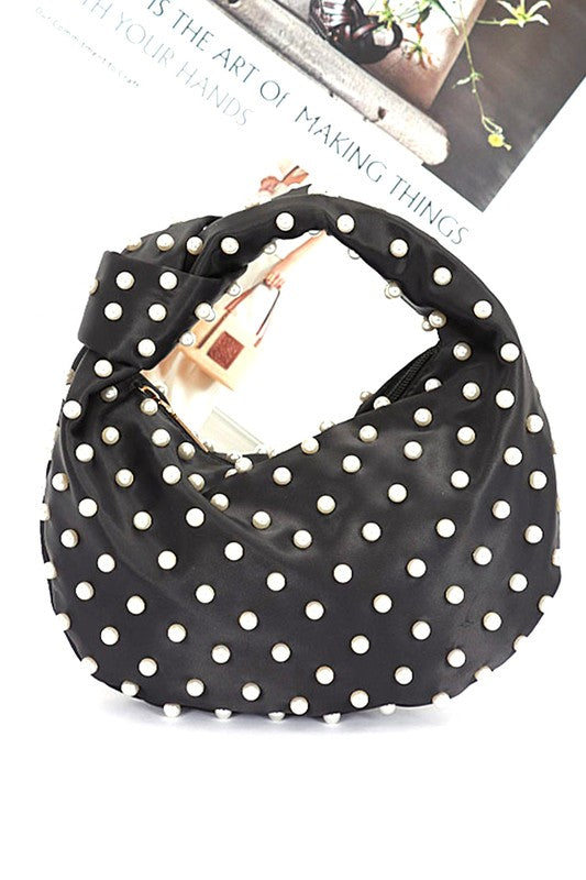 Pearl Studs Top Handle Soft Clutch - Body By J'ne