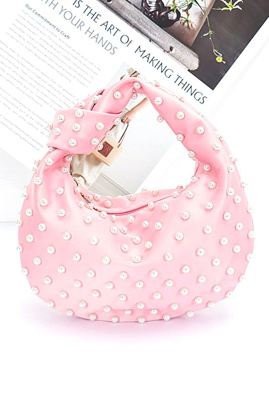 Pearl Studs Top Handle Soft Clutch - Body By J'ne