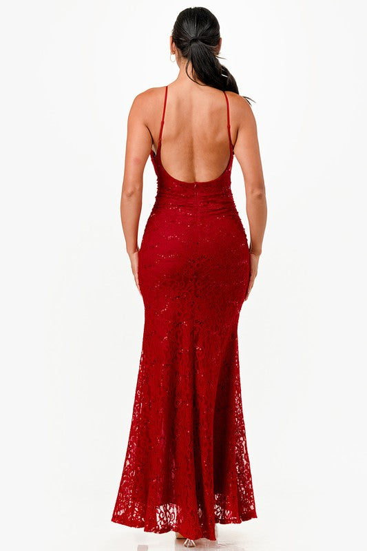 OPEN BACK LACE MERMAID DRESS - Body By J'ne