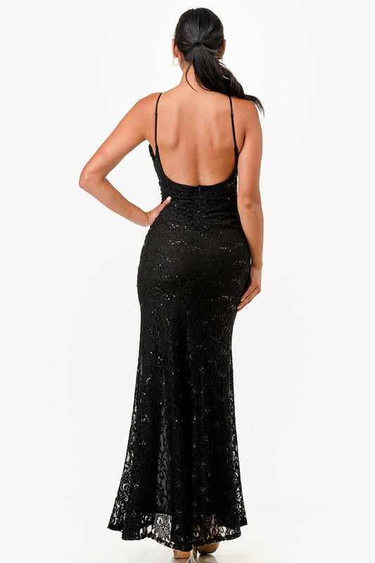 OPEN BACK LACE MERMAID DRESS - Body By J'ne