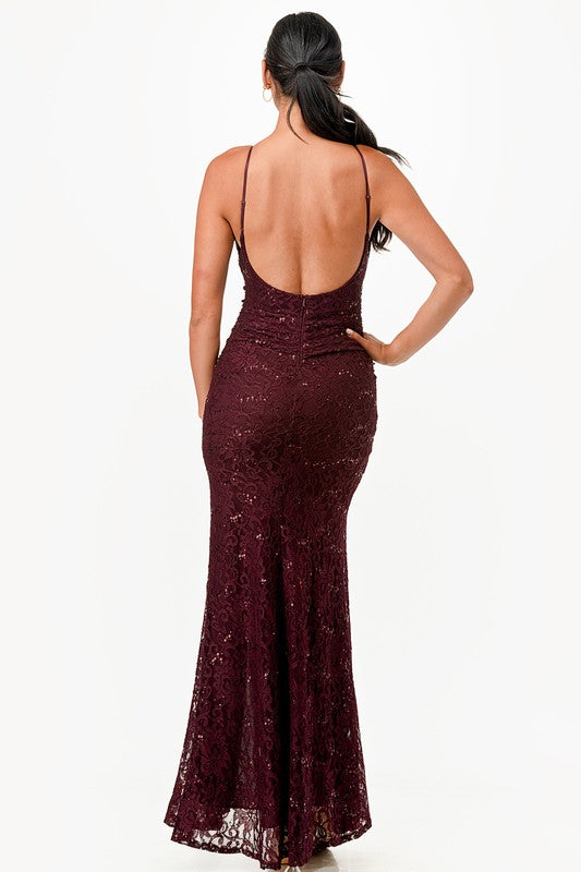 OPEN BACK LACE MERMAID DRESS - Body By J'ne