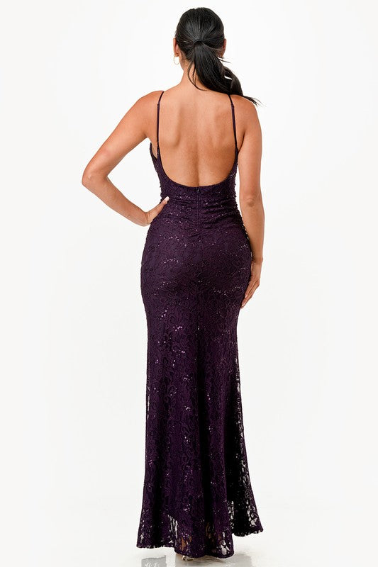 OPEN BACK LACE MERMAID DRESS - Body By J'ne