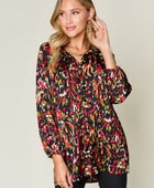 Full Size Printed Button Up Long Sleeve Shirt - Body By J'ne