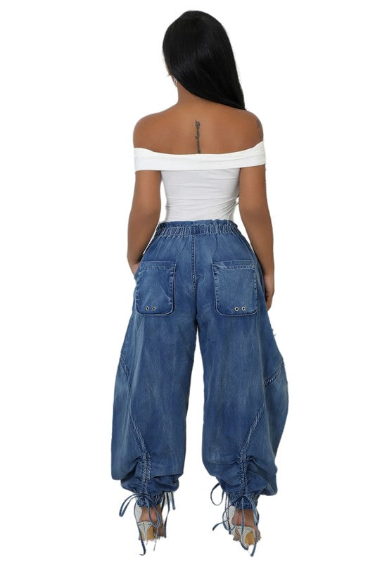 CHRISTA HAREM STYLE DENIM PANTS - Body By J'ne