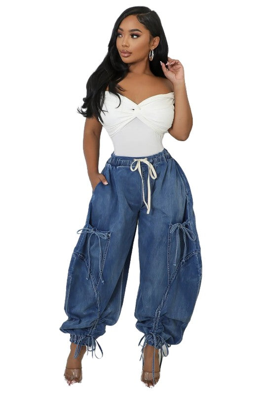 CHRISTA HAREM STYLE DENIM PANTS - Body By J'ne