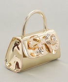 Metallic Bow Tie Mirror Top Handle Bag