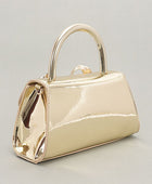 Metallic Bow Tie Mirror Top Handle Bag