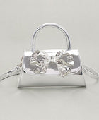 Metallic Bow Tie Mirror Top Handle Bag