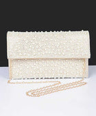 Pearl Studded Envelope Clutch Bag