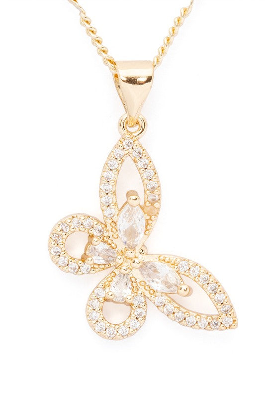 Iconic CZ Butterfly Pendant Necklace - Body By J'ne