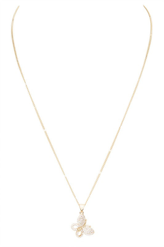 Cubic Zirconia Butterfly Pendant Necklace - Body By J'ne