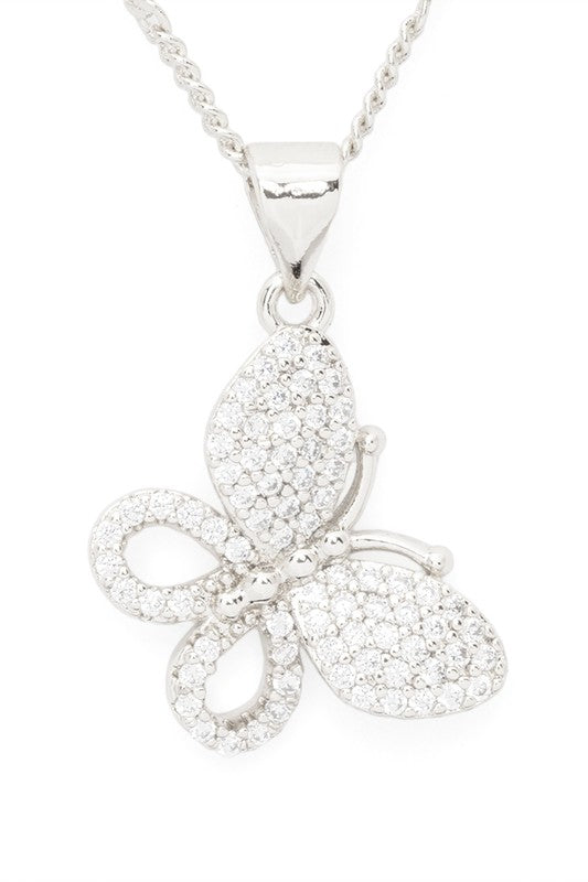 Cubic Zirconia Butterfly Pendant Necklace - Body By J'ne