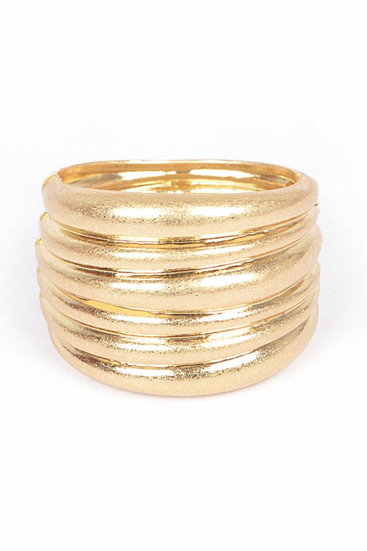 Textured Iconic Casting Spring Hinge Bangle - Body By J'ne
