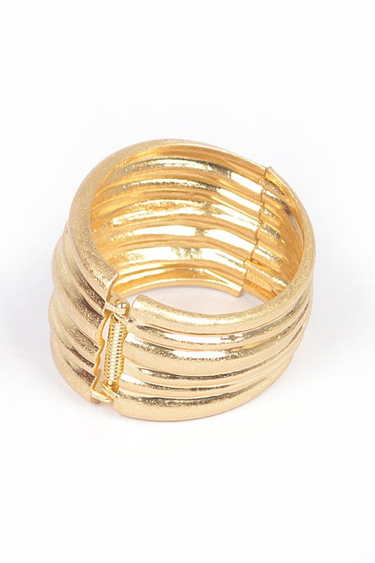 Textured Iconic Casting Spring Hinge Bangle