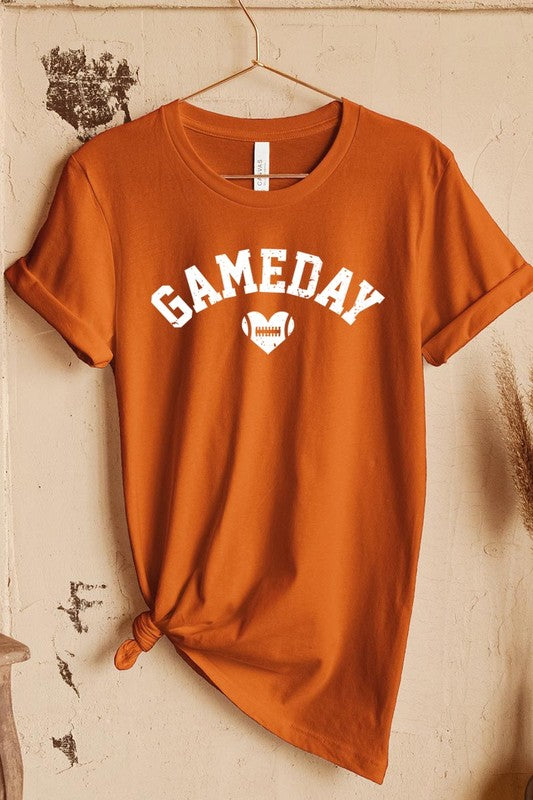 Game Day Football Heart Graphic Tee