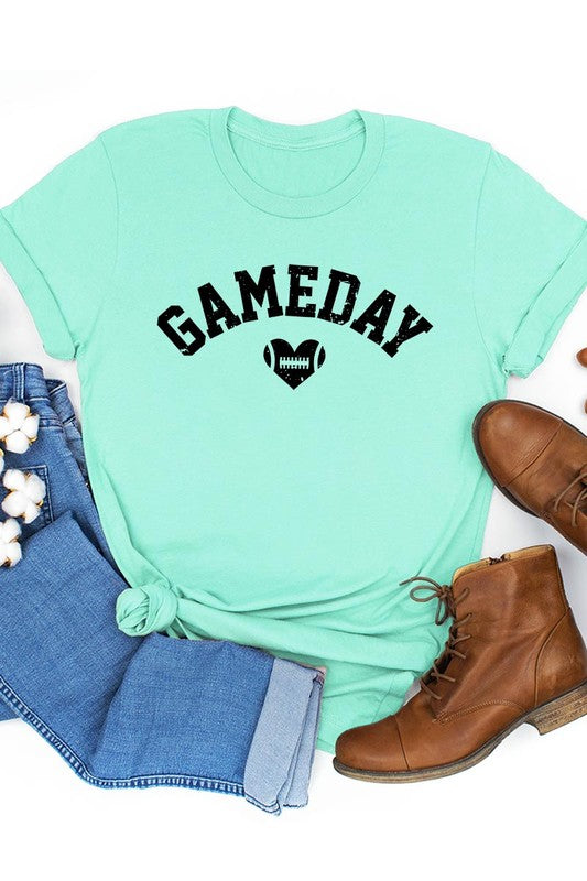 Game Day Football Heart Graphic Tee