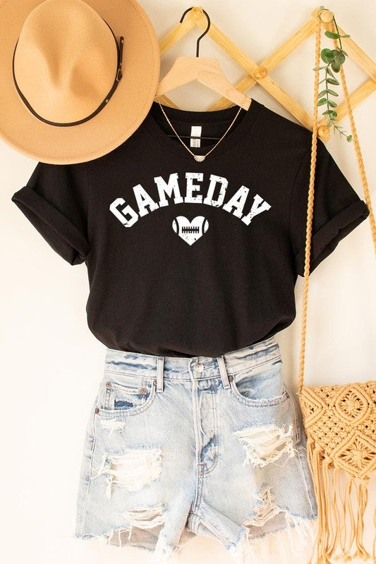 Game Day Football Heart Graphic Tee - Body By J'ne