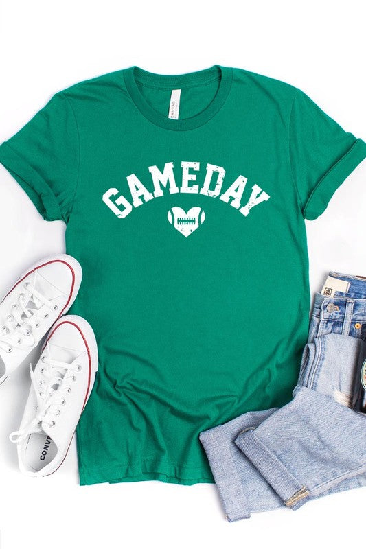 Game Day Football Heart Graphic Tee - Body By J'ne