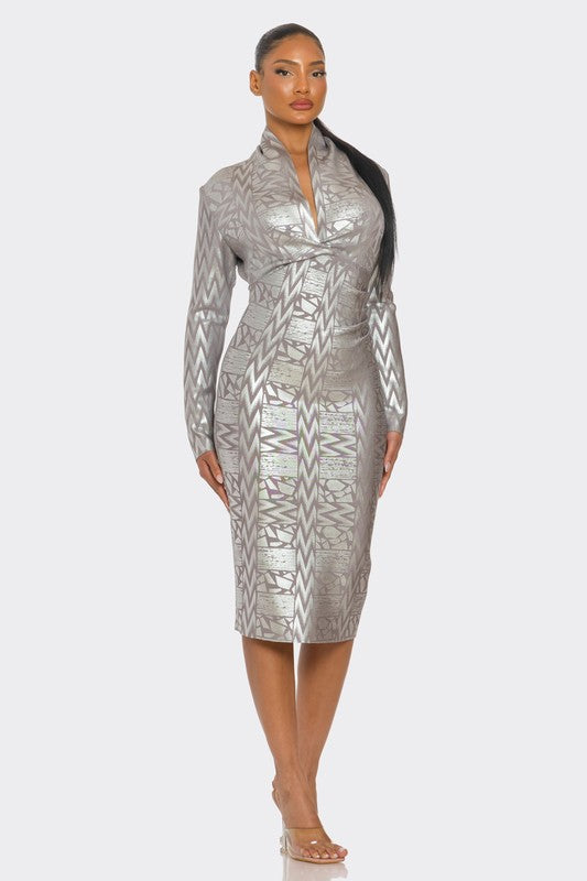 Metallic Zigzag Holiday Bandage dress - Body By J'ne