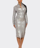 Metallic Zigzag Holiday Bandage dress